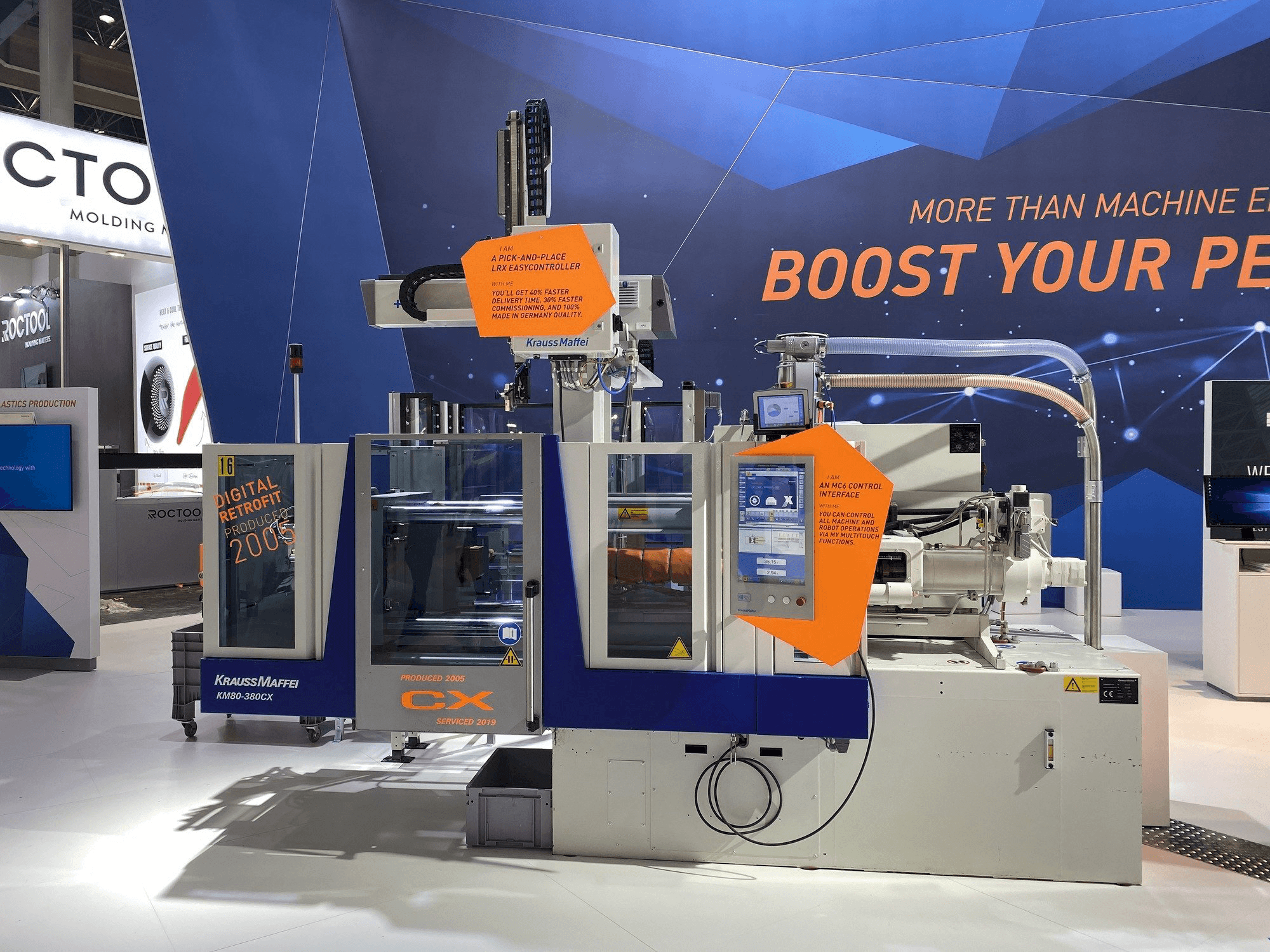 Krauss Maffei 80-380 CX + LRX easyControl 100 Mašinos vaizdas iš priekio